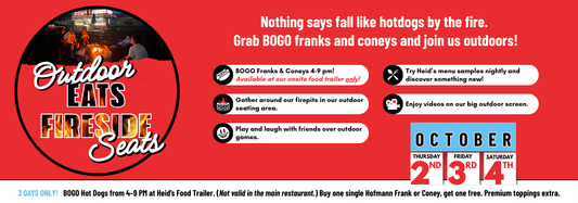 Outdoor Eats Fireside Seats! BOGO Event