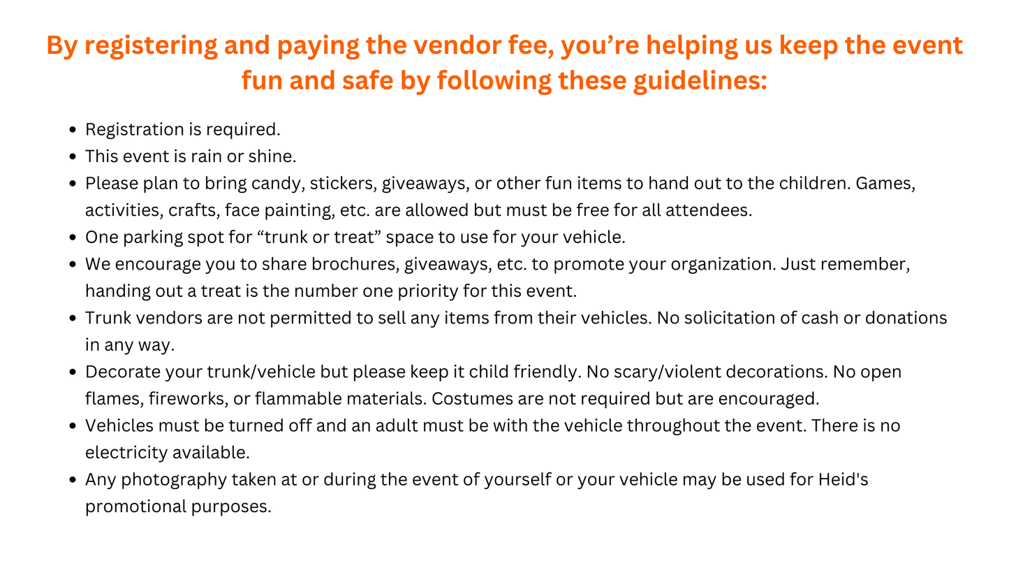 Trunk or Treat TRUNKER & VENDOR Registration
